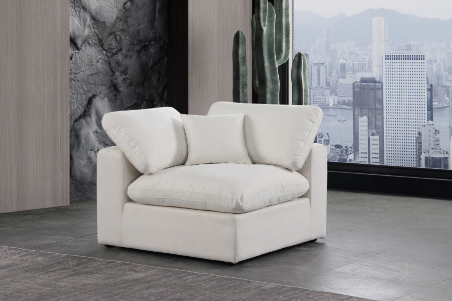 Comfy Linen Textured Fabric Corner Chair SKU 187White Corner