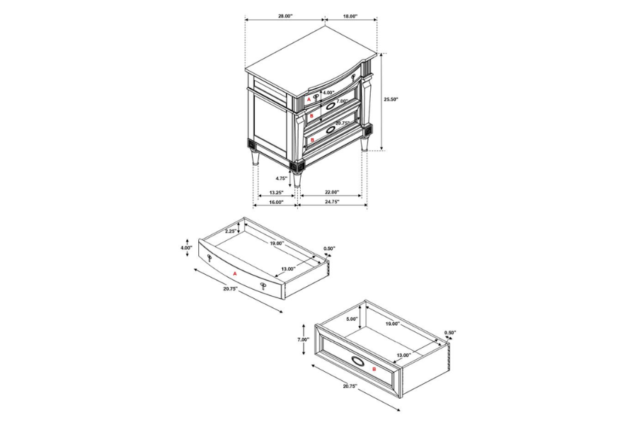 Juego de dormitorio de 4 piezas Alderwood Queen en gris francés 223121Q-S4 