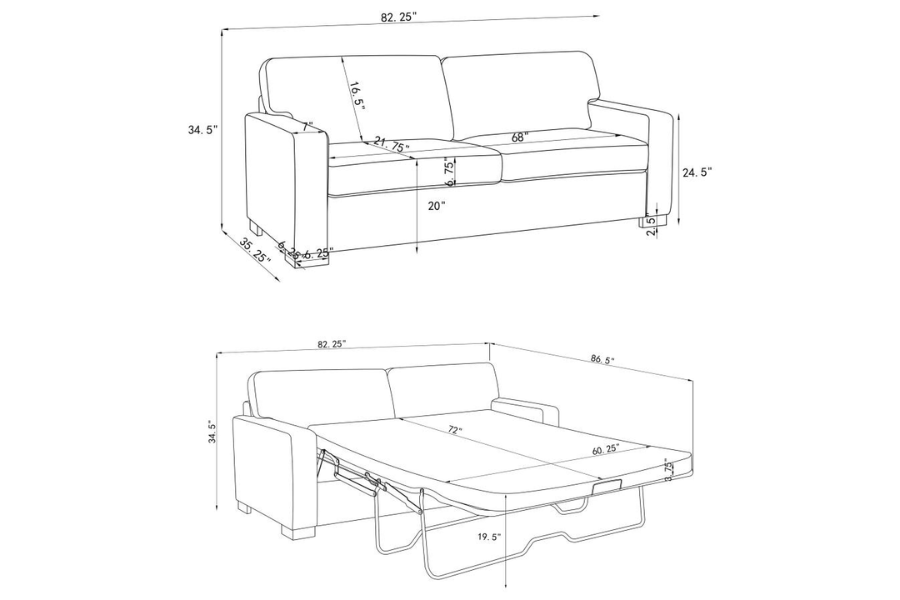 Sofá cama tapizado Simpson con colchón tamaño queen gris 360050 disponible próximamente 