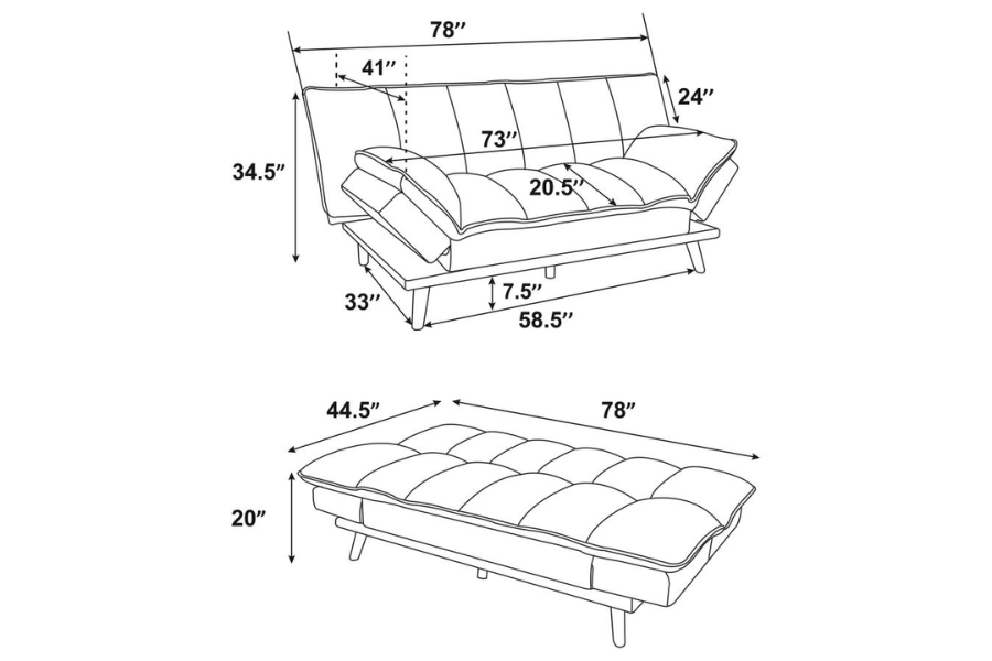 Sofá cama convertible con capitoné tapizado Laredo gris 360018 