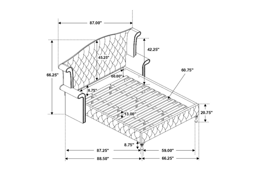 Juego de dormitorio Deanna de 4 piezas en color negro con cama tamaño king 206101KE-S4 