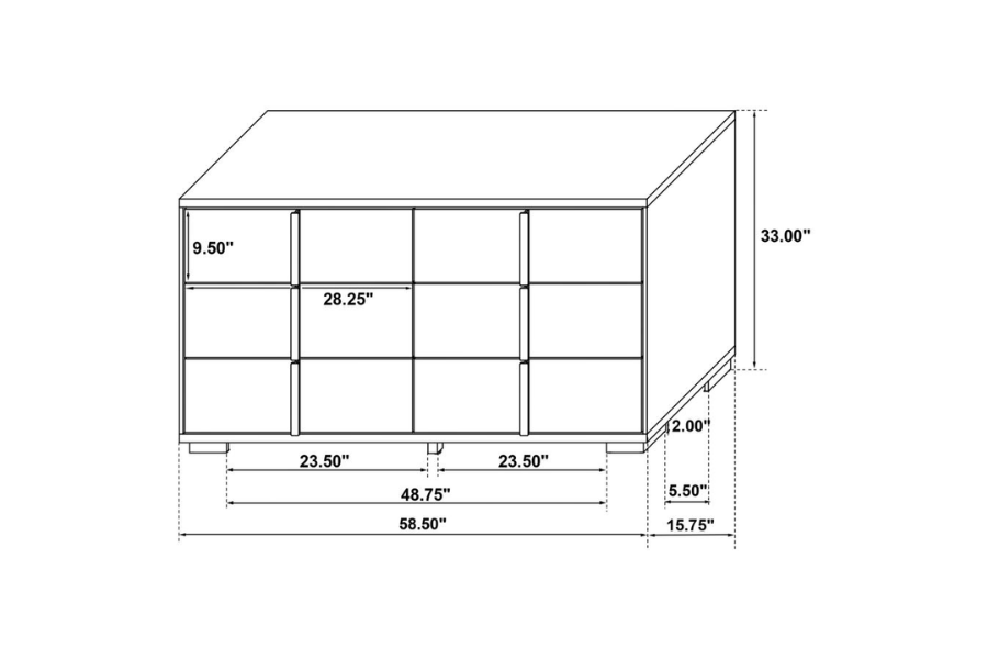 Juego de dormitorio Marceline Eastern King de 4 piezas, color negro 222831KE-S4 