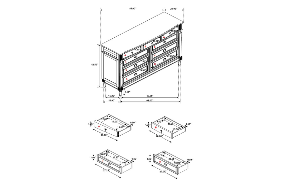 Juego de dormitorio de 4 piezas Alderwood Queen en gris francés 223121Q-S4 