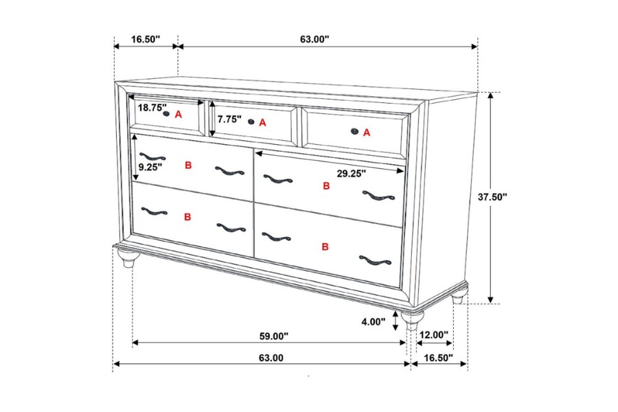 Juego de dormitorio Queen de 5 piezas Barzini blanco 300843Q-S5 