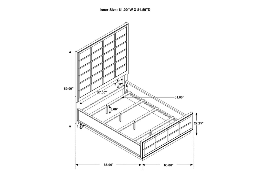 Juego de dormitorio Durango de 4 piezas tamaño Queen en color pimienta ahumada 223261Q-S4 