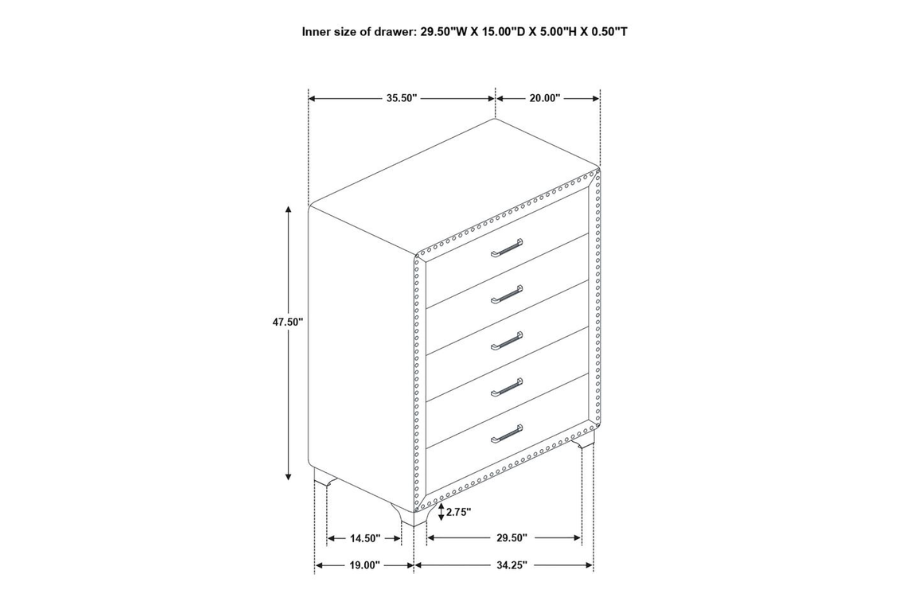 Juego de dormitorio Melody de 5 piezas Eastern King en azul Pacífico 223371KE-S5 