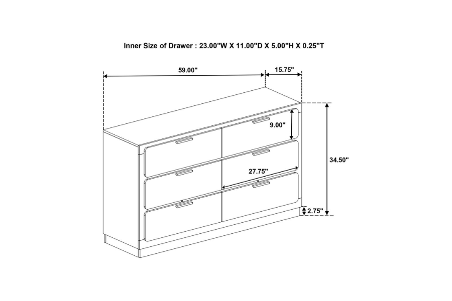 Juego de dormitorio Queen de 5 piezas Caraway blanco 224771Q-S5 