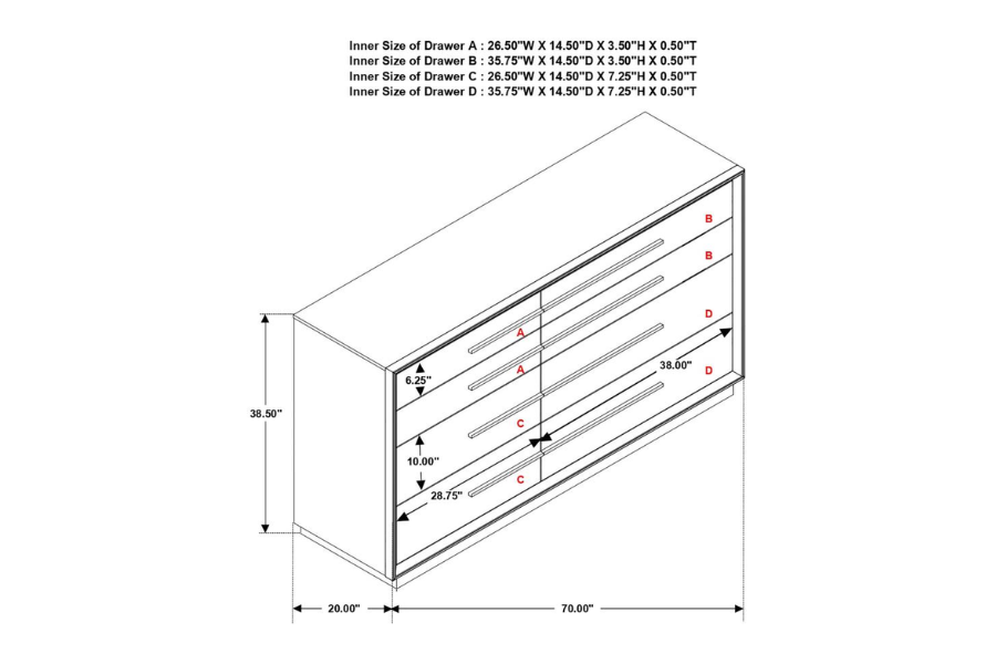 Juego de dormitorio Durango de 4 piezas tamaño Queen en color pimienta ahumada 223261Q-S4 