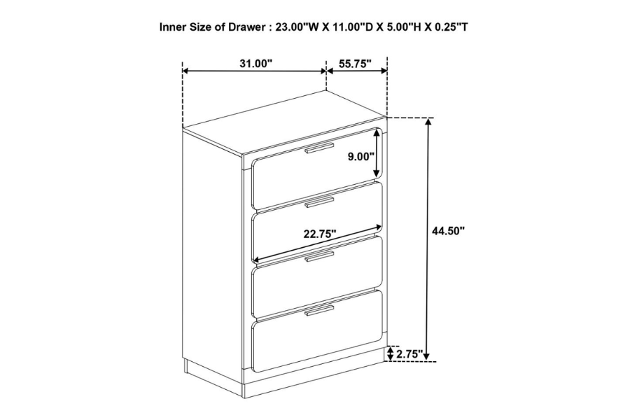 Juego de dormitorio Queen de 5 piezas Caraway blanco 224771KE-S5 