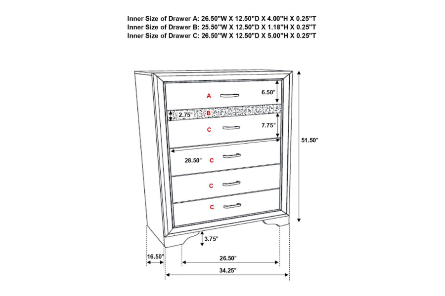 Juego de dormitorio de 5 piezas Miranda Eastern King en color blanco 205111KE-S5 