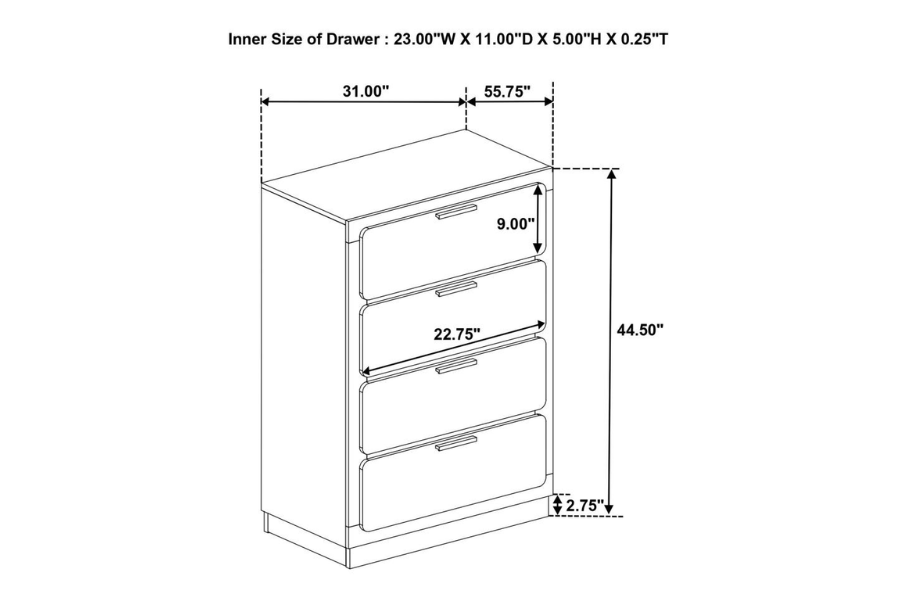 Juego de dormitorio Queen de 5 piezas Caraway blanco 224771Q-S5 