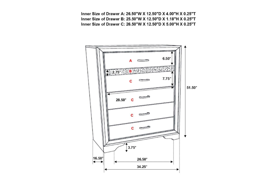 Juego de dormitorio completo de 5 piezas Miranda blanco 205111F-S5 