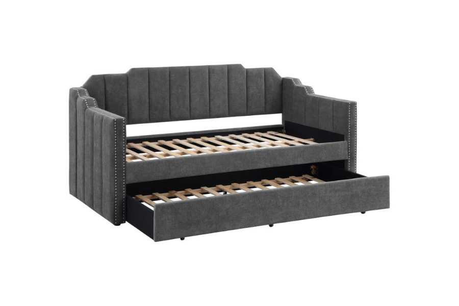 Kingston Upholstered Twin Daybed with Trundle Charcoal 315962