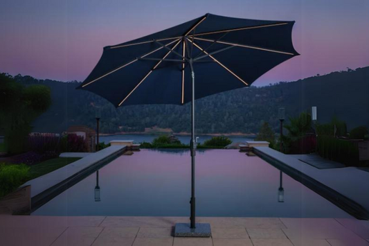 Sunvilla 10' Round Solar LED Market Umbrella