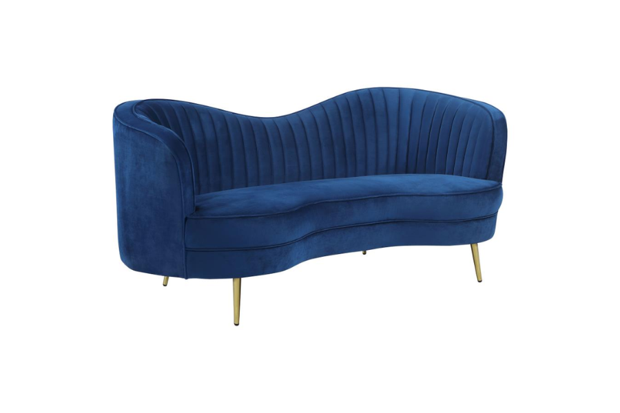 Sophia Upholstered Channel Tufted Loveseat Blue 506862