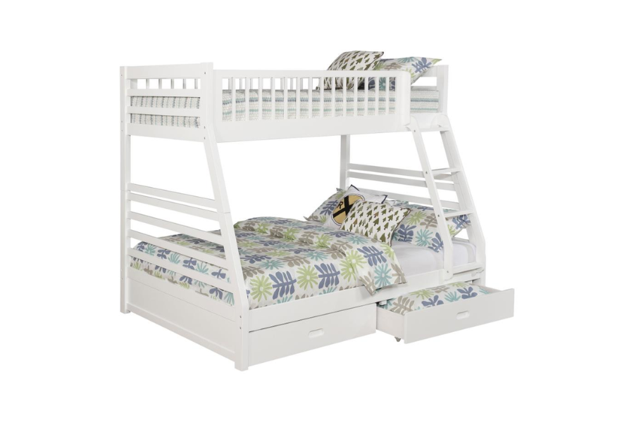 Ashton 2-drawer Wood Twin Over Full Bunk Bed White 460180