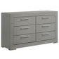 Ives 6-drawer Dresser Cabinet Grey High Gloss 224973