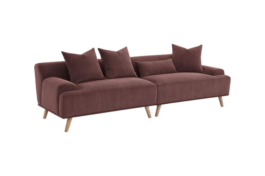 Elizabeth Corduroy Upholstered Extra Long Sofa Wine Red 503957