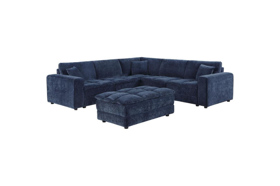 Atlantic 6-piece Upholstered Modular Sectional Sofa Blue 551821-SET