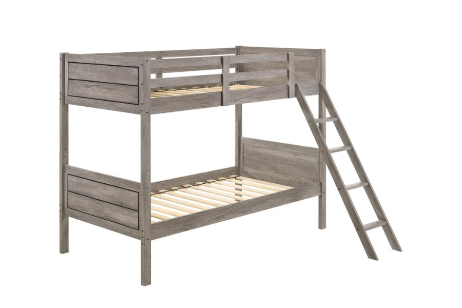 Ryder Wood Twin Over Twin Bunk Bed Weathered Taupe 400818