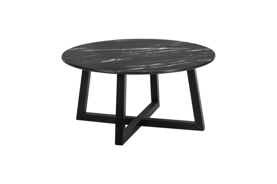 Skylark Round Marble-like SmartTop Coffee Table Black 707848