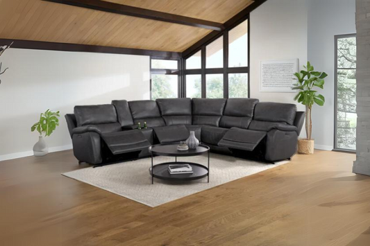 Wylder Leather Power Reclining Sectional with Power Headrests