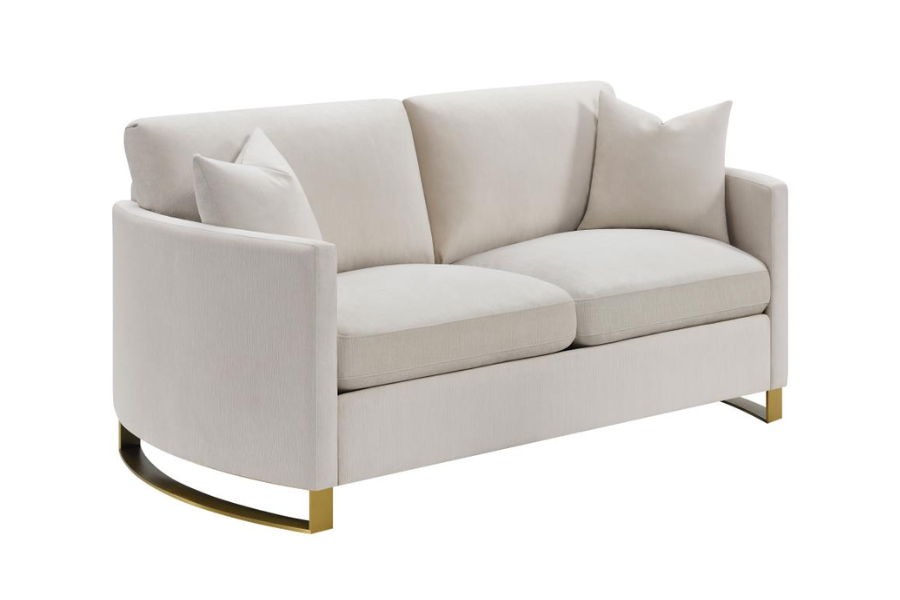 Corliss Upholstered Arched Arm Loveseat Beige 508822