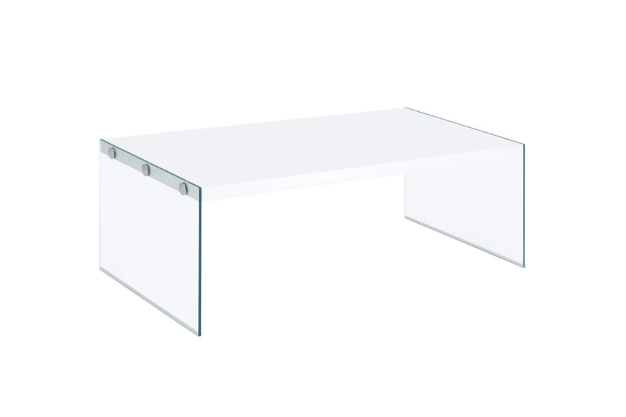 Opal Rectangular Glass Frame Coffee Table White High Gloss 704148