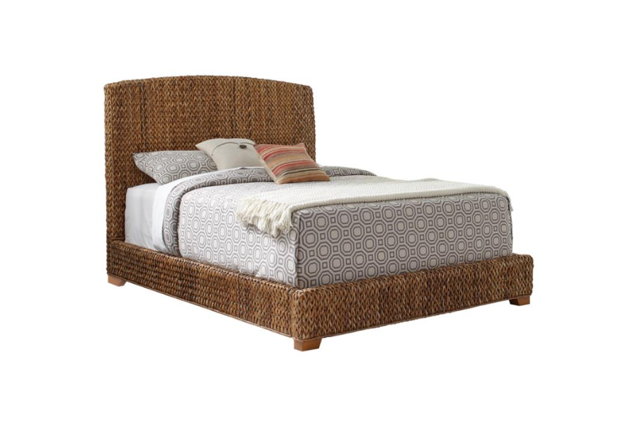 Cama Queen Laughton Banana Leaf con paneles en color ámbar 300501Q 