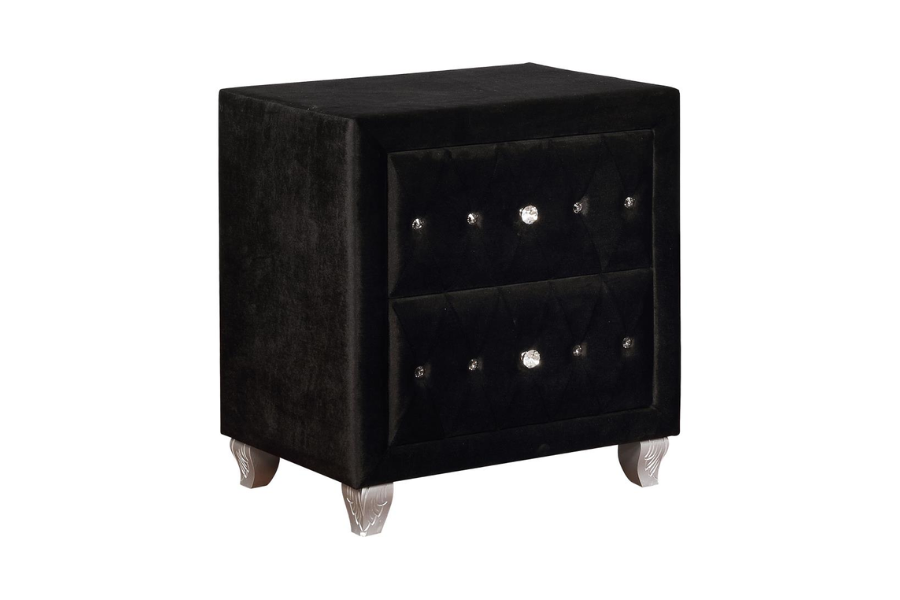 Deanna Upholstered 2-drawer Nightstand Black 206102