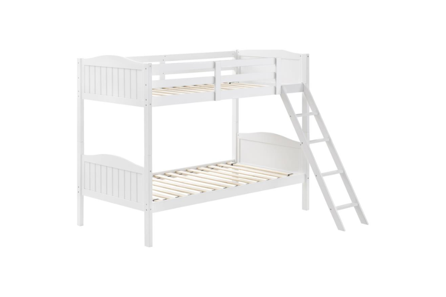 Arlo Wood Twin Over Twin Bunk Bed White 405053WHT