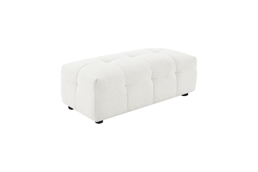 Everly Boucle Upholstered Rectangular Ottoman Off White 504854