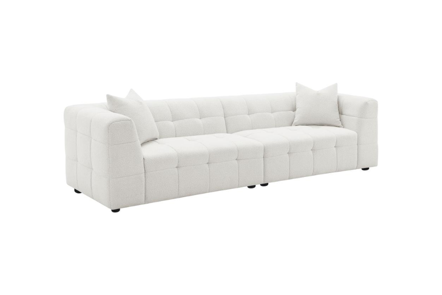 Everly Boucle Upholstered Extra Long Sofa Off White 504850