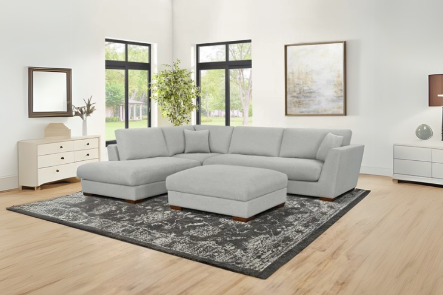 Henredon Larkin House Deep Seating Fabric Sectional with Storage Ottoman