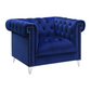 Bleker Upholstered Tuxedo Arm Tufted Accent Chair Blue 509483