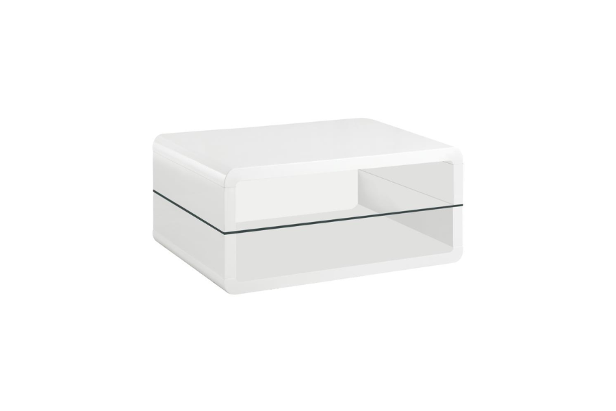 Elana 1-shelf Rectangular Coffee Table White High Gloss 703268