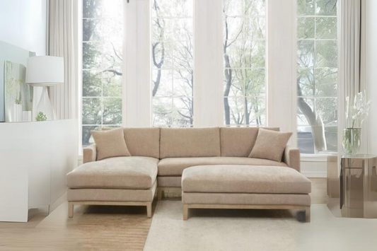 Caspian Fabric Sectional with Ottoman Floor Model