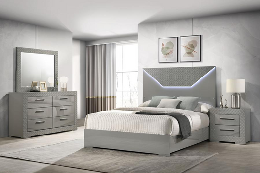 Ives 5-piece Eastern King Bedroom Set Grey High Gloss 224971KE-S5 Coming Soon