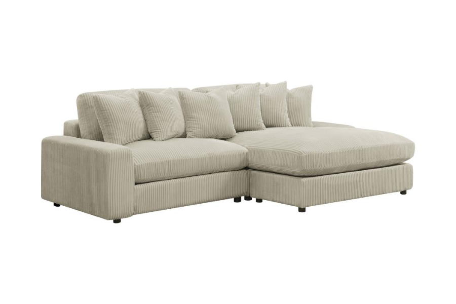 Sofá chaise longue reversible tapizado Blaine en color arena 509899 