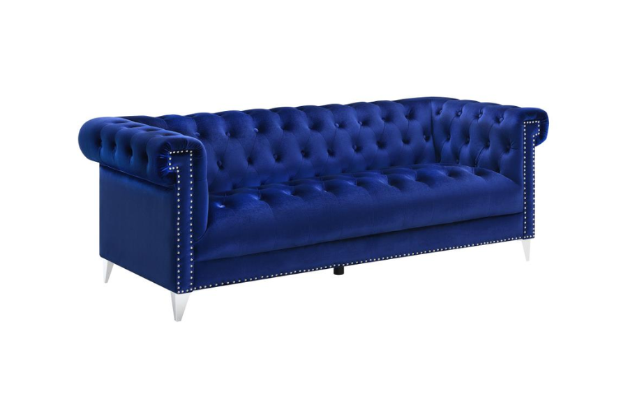 Bleker Upholstered Tuxedo Arm Tufted Sofa Blue 509481