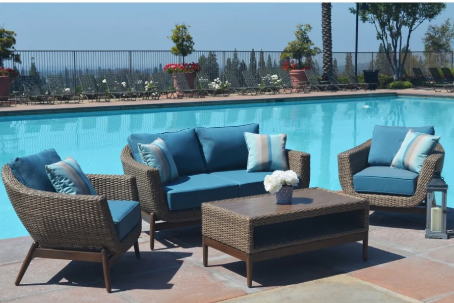 Southfield 4 Pc Aluminum Wicker Sofa Set