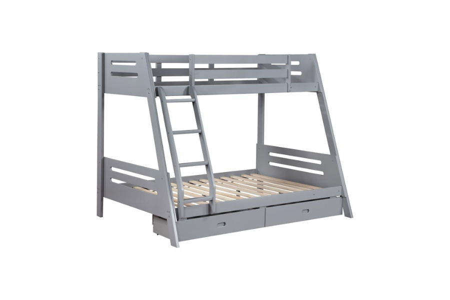 Trisha 2-drawer Wood Twin Over Full Bunk Bed Grey 460562TF