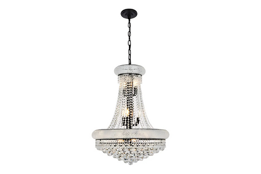 Primo 14 Light 24 inch Black and Clear Chandelier Ceiling Light