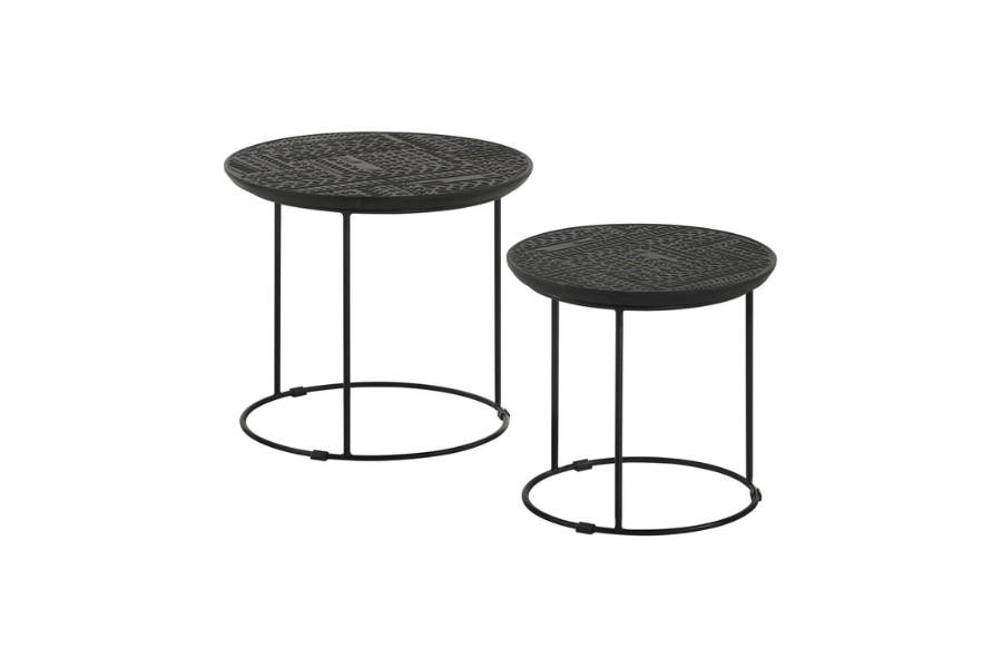 Loannis 2-piece Round Mango Wood Nesting Table Matte Black	935842