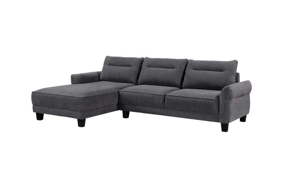 Caspian Upholstered Curved Arm Chaise Sectional Sofa Grey 509540