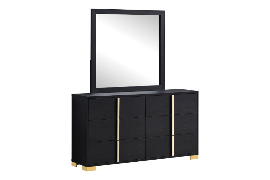 Marceline 6-drawer Dresser with Mirror Black 222833M Coming Soon