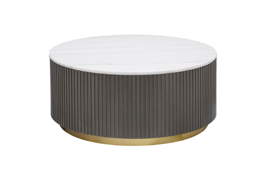 Jason Round Marble Top Coffee Table White and Charcoal	710418