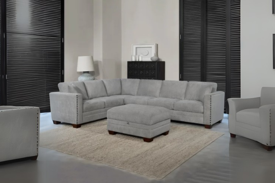 Selena Fabric Sectional with Storage Ottoman