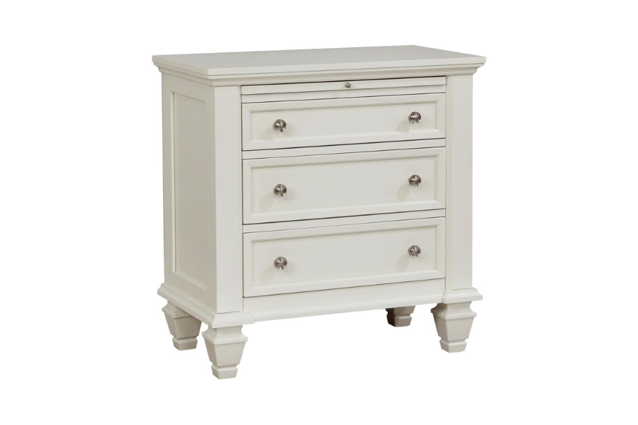 Sandy Beach 3-drawer Nightstand Cream White 201302