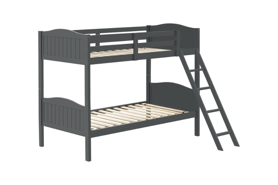 Arlo Wood Twin Over Twin Bunk Bed Grey 405053GRY